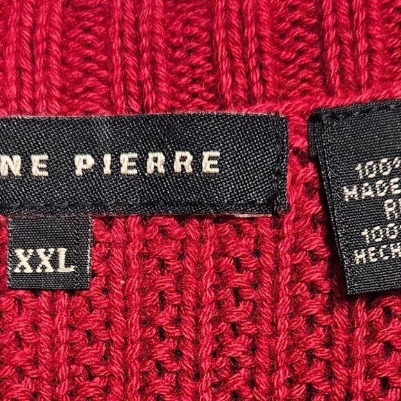 JEAME PIERRE Plus Size Red Cable Knit Sweater - Picture 9 of 11